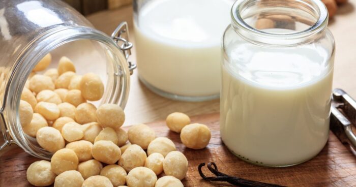 Rostlinné mléko z makadamových ořechů si snadno vyrobíte doma.